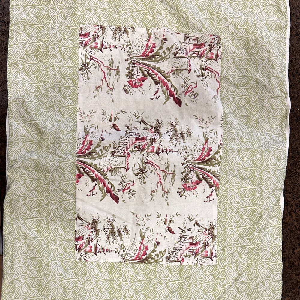 Floral Patterned standard shams with Green and Red Accents